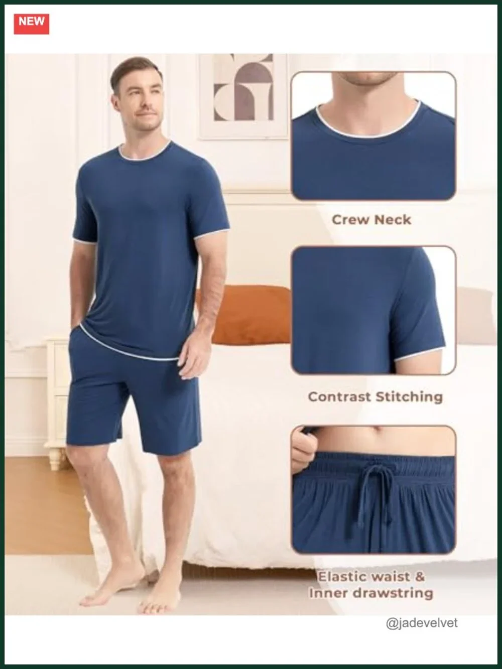 Men's Pajama Set - Viscose from Bamboo Short Sleeve Sleepwear with Shorts